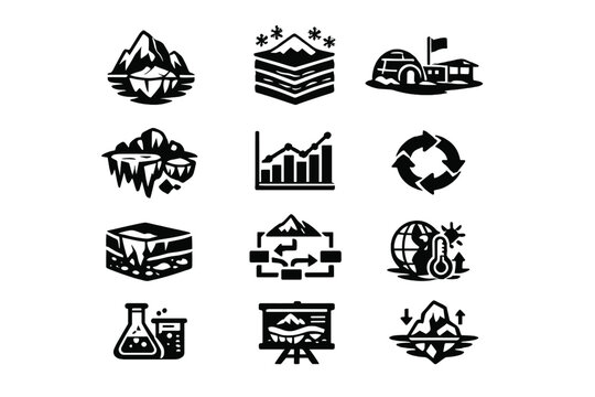 Fill generation image glaciology icons symbol ice simple set icon arrows vector
