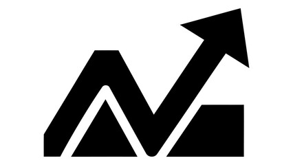 Fototapeta premium Black upward trend arrow icon on white background symbolizing growth and success