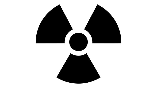 Black radiation symbol icon, radioactivity warning sign, isolated on white background, vector graphic