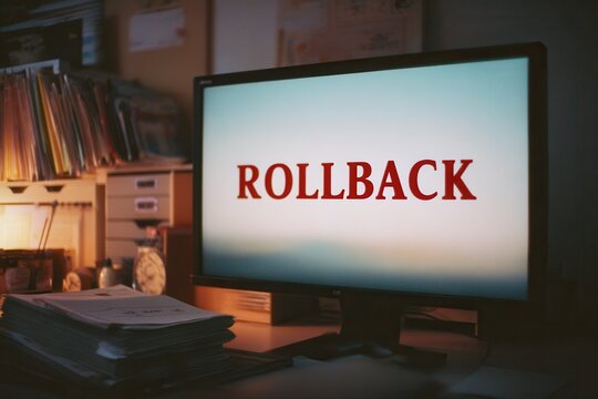 Large monitor shows office rollback