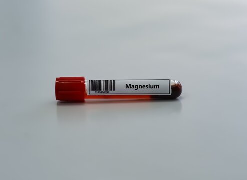 Blood sample tube for magnesium test analysis.