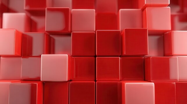 Bold red cubes as backdrop