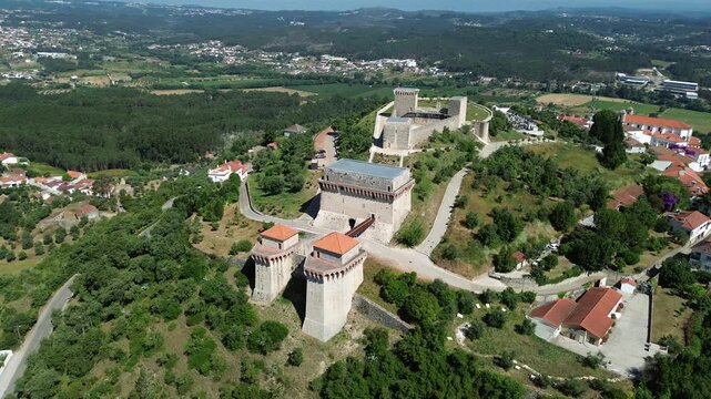 Drone video Castelo e Pa&ccedil;o dos Condes de Our&eacute;m Portugal Europe