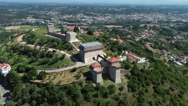 Drone video Castelo e Pa&ccedil;o dos Condes de Our&eacute;m Portugal Europe