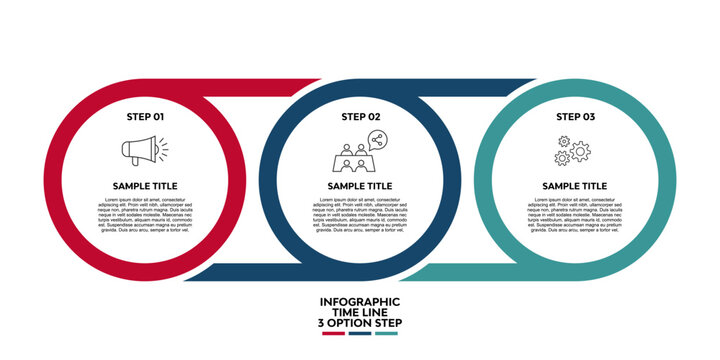 Timeline infographic design template. Business concept with 3 options, steps, circles. for workflow layout, Website, diagram, annual report, poster, banner, slide, etc. vector editable 