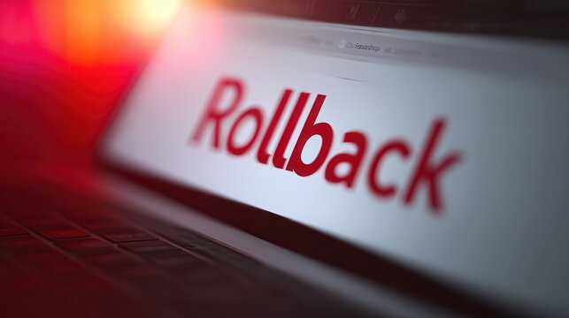 Red rollback on laptop screen