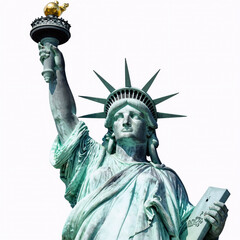 Fototapeta premium 3D Game Travel Usa. Iconic Statue Of Liberty Isolated On White Background