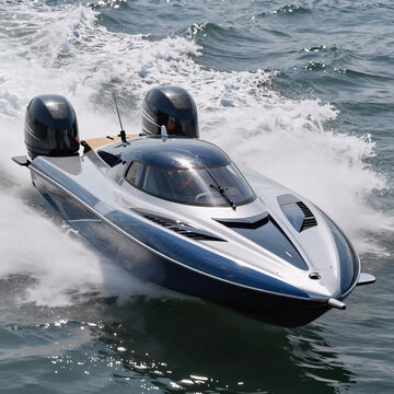Cinematic Boat Fast. Ride A Speedboat