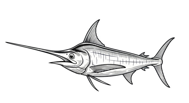 Swordfish Illustration: Majestic Marine Predator with Long Bill