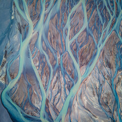 Aerial View of Glacial River Delta Meeting Ocean in Iceland © Nils