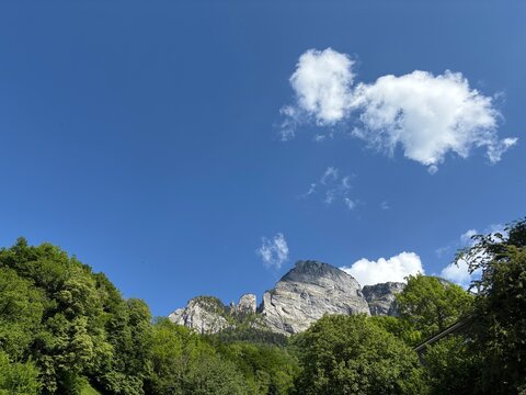 Alpine scenery in spring time in Sargans in Switzerland 14.5.2025