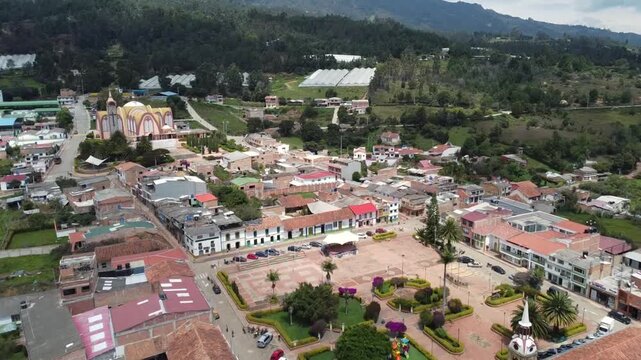 Santa Sofia, Boyaca - Colombia. March 9, 2026. Aerial drone view of one of the 123 municipalities in the department.