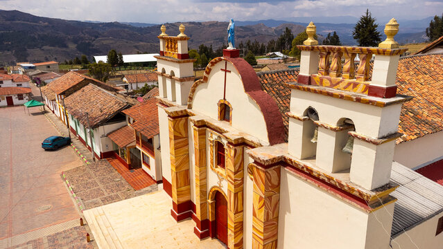Tota, Boyaca - Colombia. March 3, 2026. Our Lady of Sorrows Parish is a Colombian Catholic church.