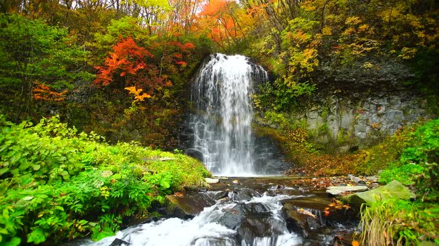 湯の又の滝と紅葉