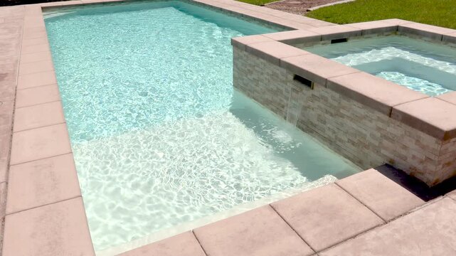 Before-and-After Vertical Reveal of Swimming Pool Construction Transforming into Finished Backyard Oasis