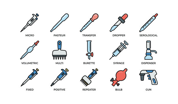 Colorful laboratory equipment icons set featuring various scientific tools