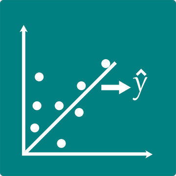 ML_Linear regression scatter plot icon with trend line and predicted value symbol