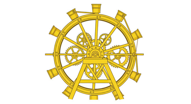 Antique Golden Perpetual Motion Machine Illustration