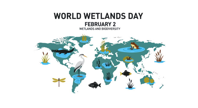 World Wetlands Day February 2 Illustration - Biodiversity and Conservation
