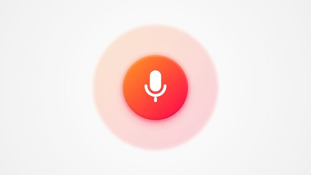 Animated Microphone Icon for Voice Assistant and AI Search Interface with Orange Gradient Glow on White Background