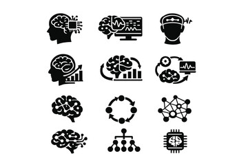 Obraz premium Icon neuroadaptive black science diagram interface icons neuro responsive vector symbol structure