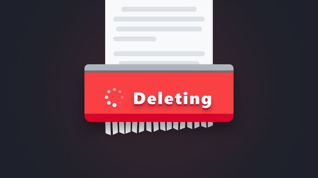 Document Shredder Animation Deleting Files for Data Privacy Security and Information Disposal Concept