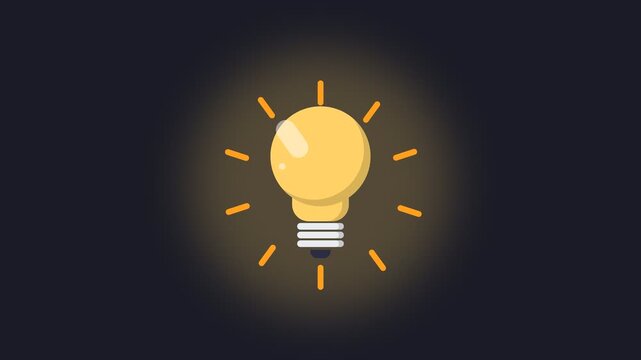 Creative Idea Animation with Light Bulb Turning On Representing Innovation and Business Solution