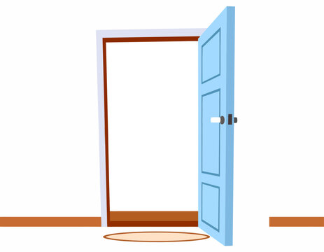 Open Blue Door with Light Shining Through.