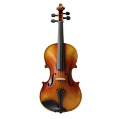 Fototapeta premium Isolated antique violin standing upright against a white backdrop in a studio