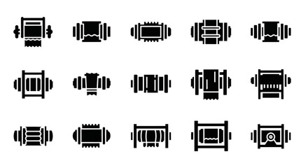 Fototapeta premium Black, vector database icons, data storage symbols, information graphics, 16 database elements