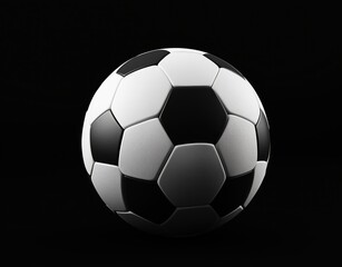 Fototapeta premium Classic black and white soccer ball isolated on a dark background, representing sport, game, and competition
