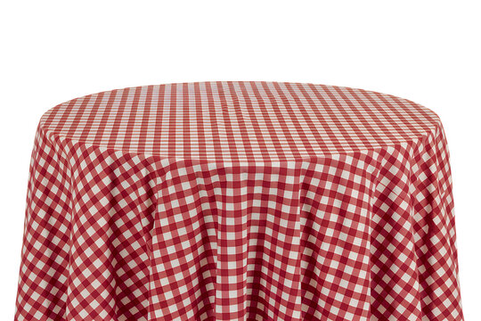 Red and white gingham tablecloth on round table gingham pattern