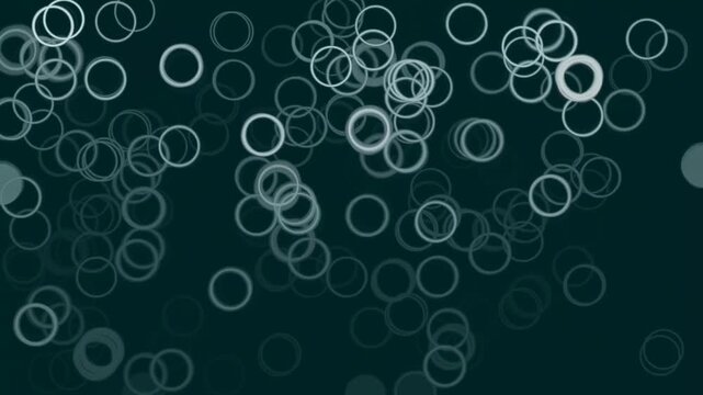 Dark Teal Bokeh Animation of Glowing Circular Rings background 