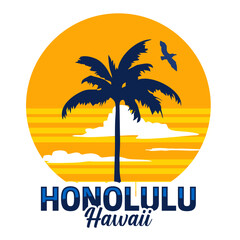 Obraz premium Honolulu Hawaii with beautiful views of the sky and beaches