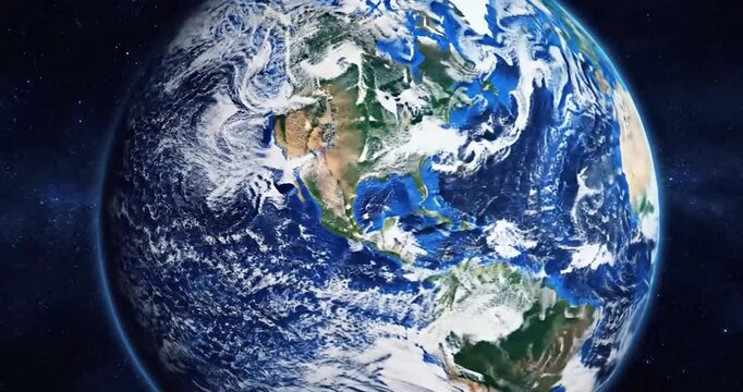 Cinematic Rotation of Planet Earth Showing Continents from Space