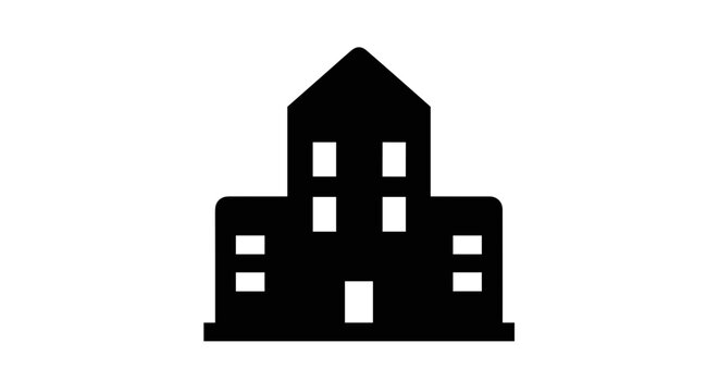 Simple Black Building Icon Design.