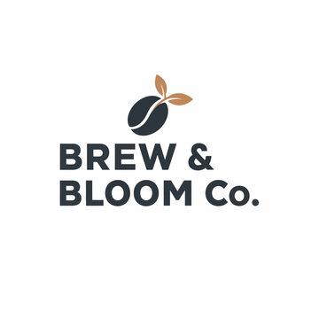 Brew and Bloom Co. coffee bean logo design.