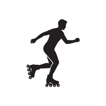 Rollerblading Man Silhouette for Fitness, Exercise, and Active Lifestyle Concepts