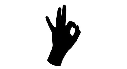 Fototapeta premium A black silhouette of a hand making an okay sign on a white background