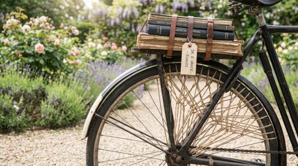 Fototapeta premium Intricate Lacing on a Vintage Bicycle's Spokes with Books, Dr. Vance Rounds