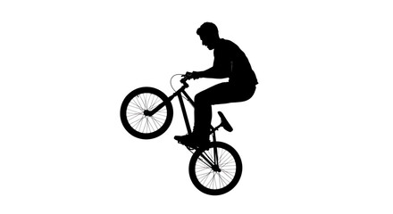Naklejka premium A silhouette of a man riding a bicycle in a dynamic pose