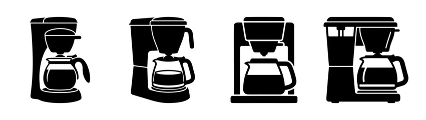 Obraz premium Coffee maker machine vector illustration set perfect for kitchen appliance designs and coffee shop branding