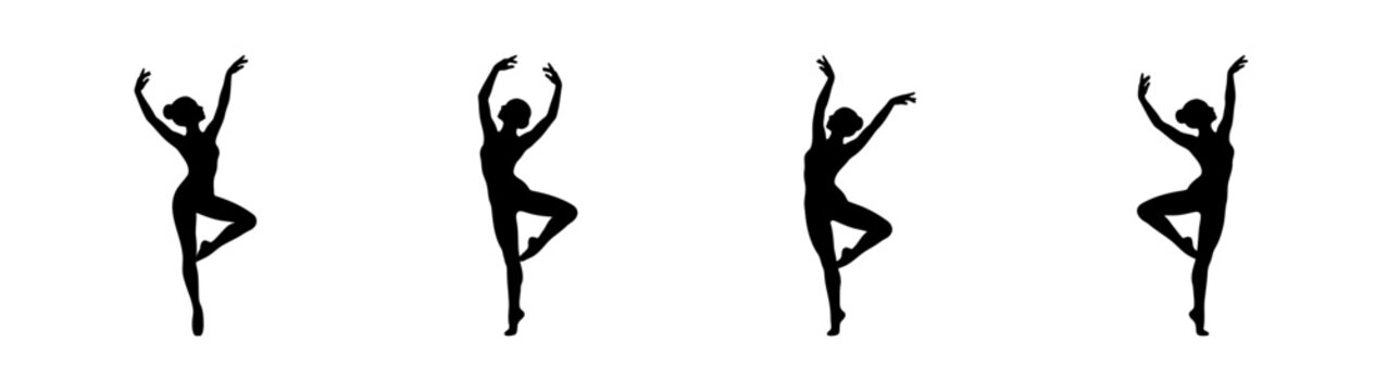 Elegant ballet dancers silhouette vector art for dance studio logo and artistic design projects
