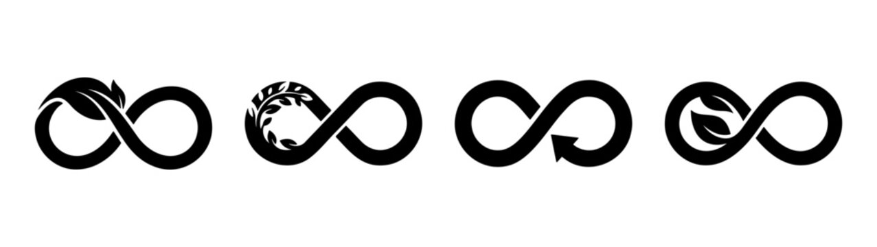 Infinity symbol vector design with leaf and floral elements for logo and graphic design use