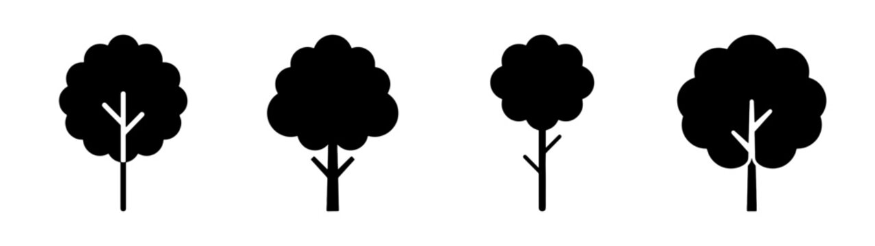 Black silhouette trees vector design element for nature illustration and landscape art projects