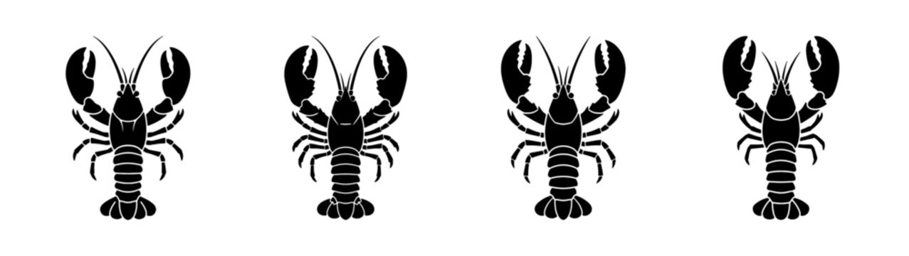 Vector crawfish illustration set black and white seafood animal graphic design element crawdad art image