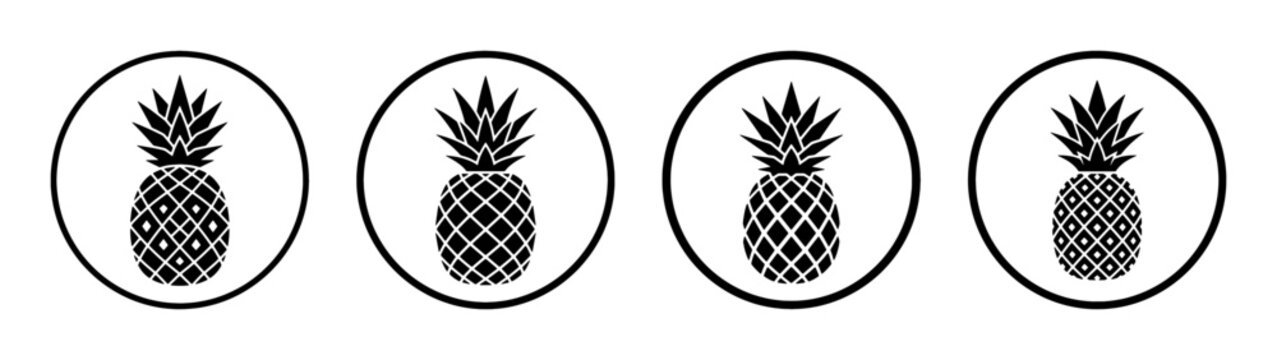 Black and white pineapple vector art illustration tropical fruit design summer graphic pattern print image