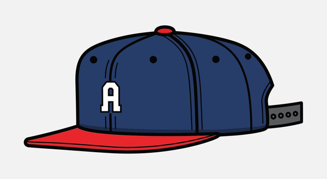 Blue and Red Snapback Baseball Cap with Letter A