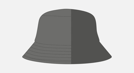 Fototapeta premium Gray Bucket Hat Icon with Flat Design and Shadow Effect