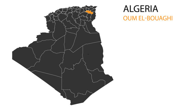 algeria png map with provinces, algeria province map, algeria Oum el-Bouaghi